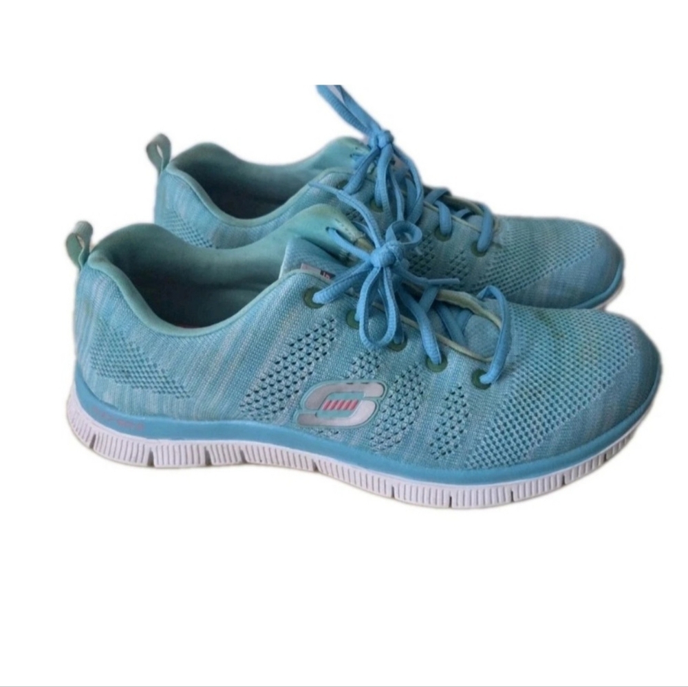 Skechers Skech Knit Memory Foam Women's Sneakers Shoes Aqua Blue Size 10